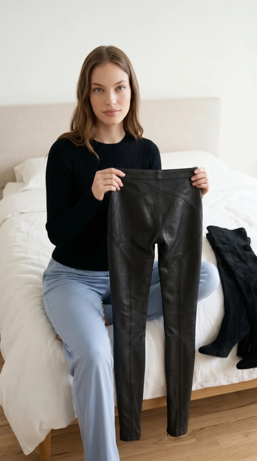 Black Leather Pants & Overknee Boots - Image 2
