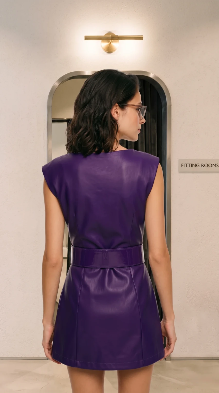 Purple Leather Statement Dress - Image 10