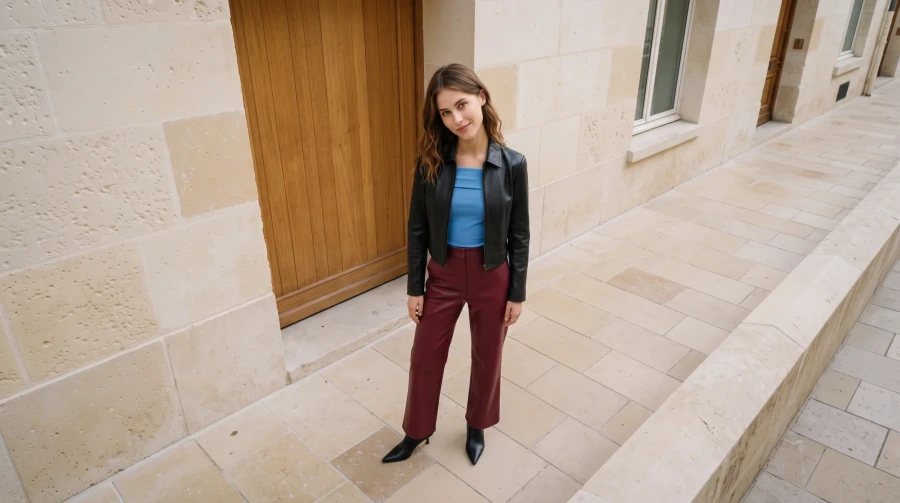 Sky Blue & Burgundy Leather - Image 12